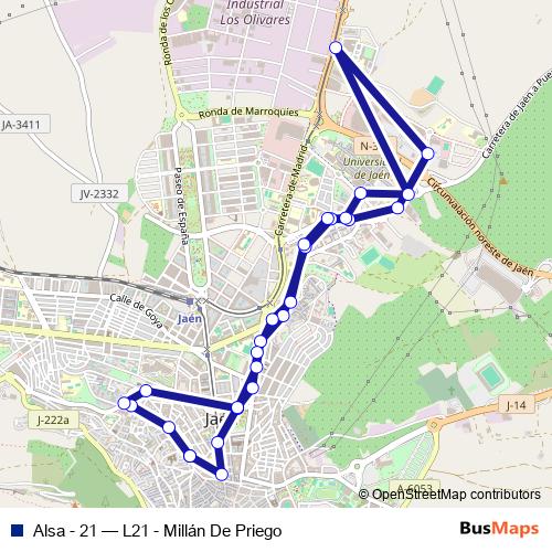 Alsa - 21 bus Line Map