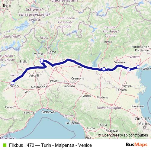 Flixbus 1470 bus Line Map