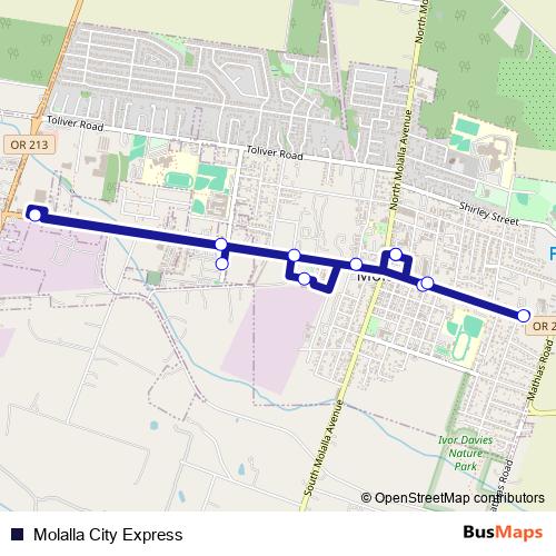 Molalla City Express bus Line Map