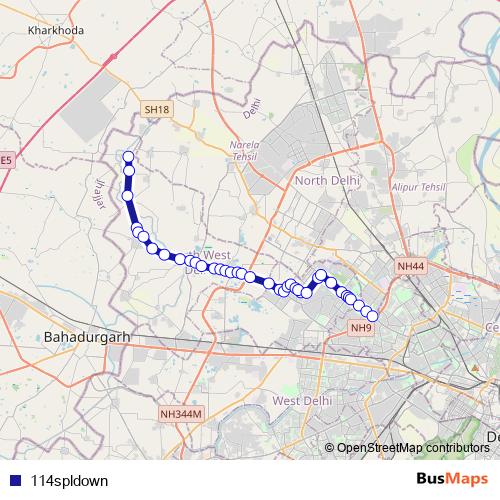 114spldown bus Line Map