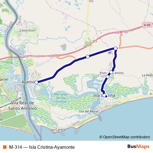 M-314 bus Line Map