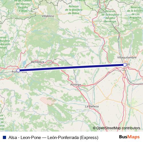 Alsa - Leon-Pone bus Line Map