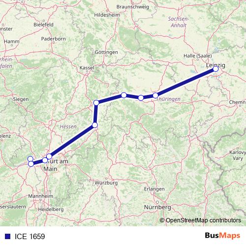 ICE 1659 rail Line Map