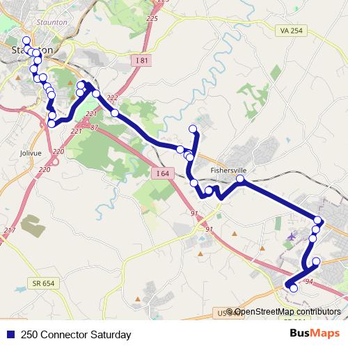 250 Connector Saturday bus Line Map