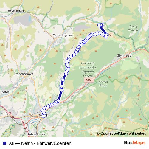 X8 bus Line Map