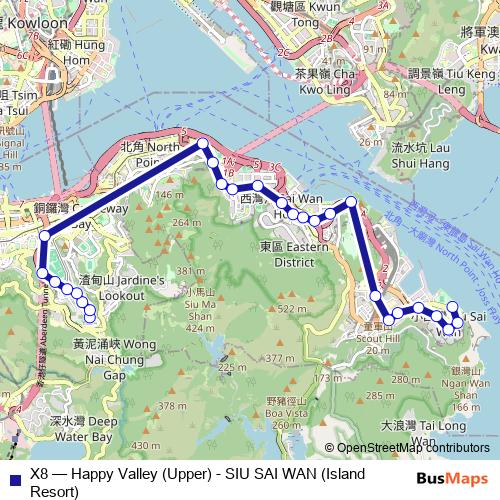 X8 bus Line Map