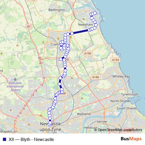 X8 bus Line Map