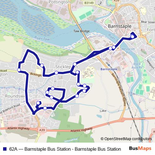62A bus Line Map
