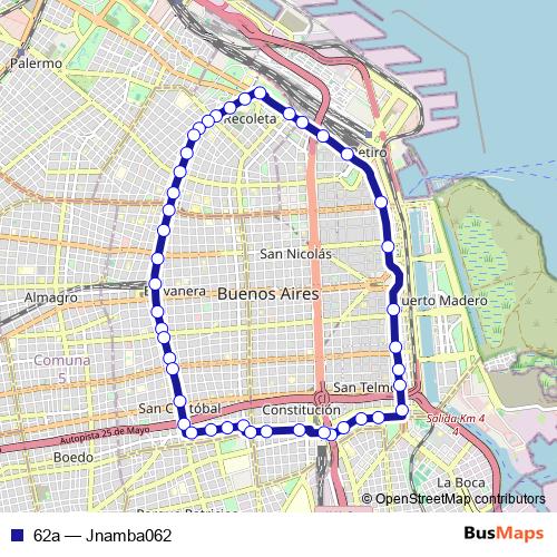 62a bus Line Map