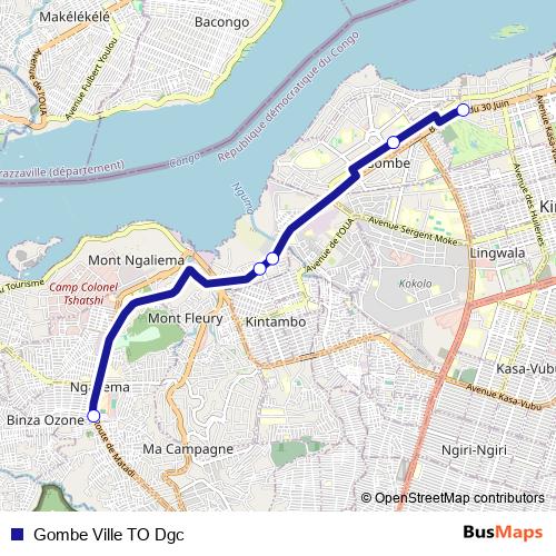 Gombe Ville TO Dgc bus Line Map