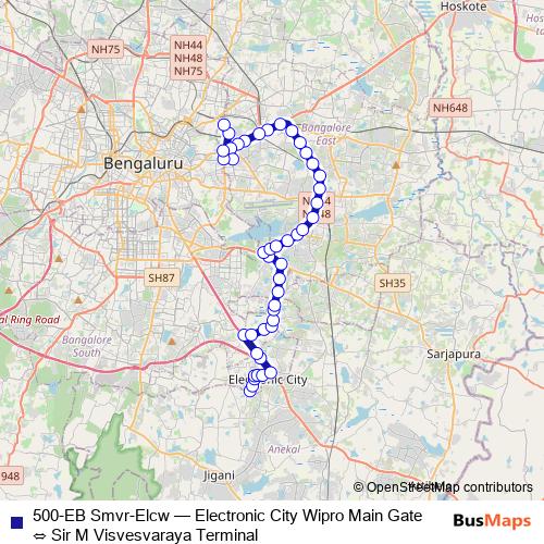500-EB Smvr-Elcw bus Line Map