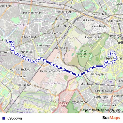 890down bus Line Map