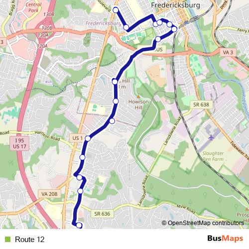 Route 12 bus Line Map