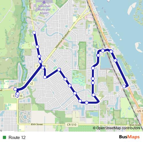 Route 12 bus Line Map