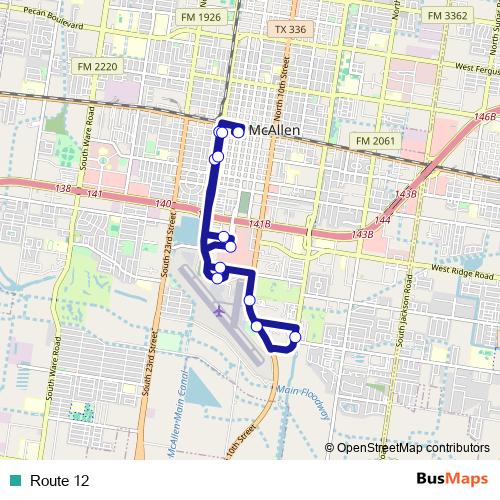 Route 12 bus Line Map
