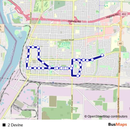 2 Devine bus Line Map