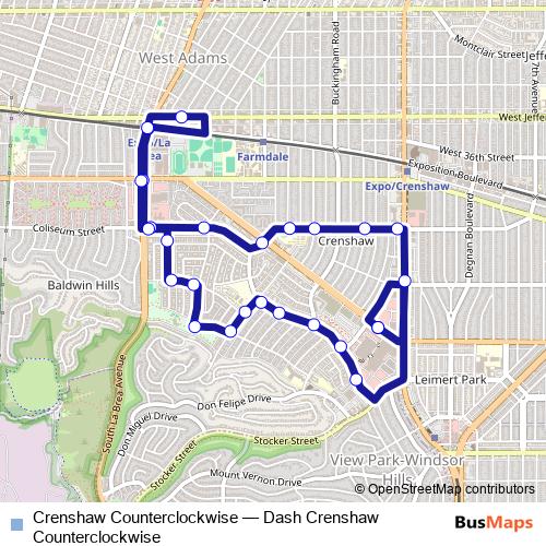 Crenshaw Counterclockwise bus Line Map