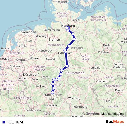 ICE 1674 rail Line Map