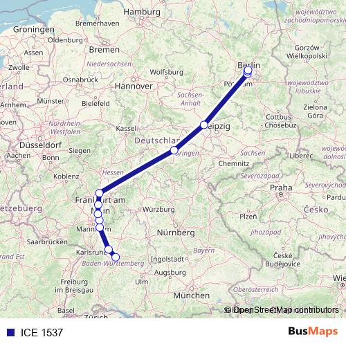 ICE 1537 rail Line Map