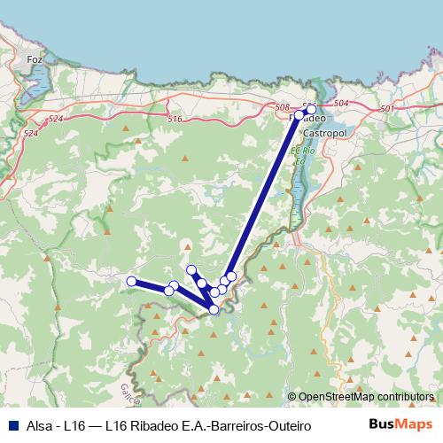 Alsa - L16 bus Line Map