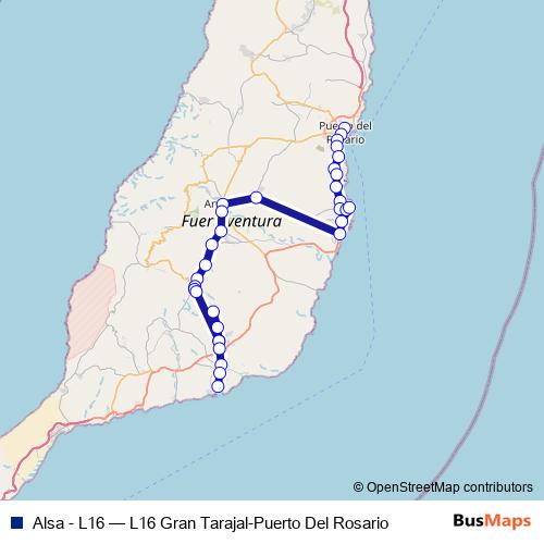 Alsa - L16 bus Line Map