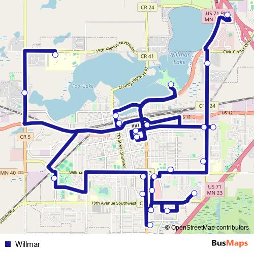 Willmar bus Line Map