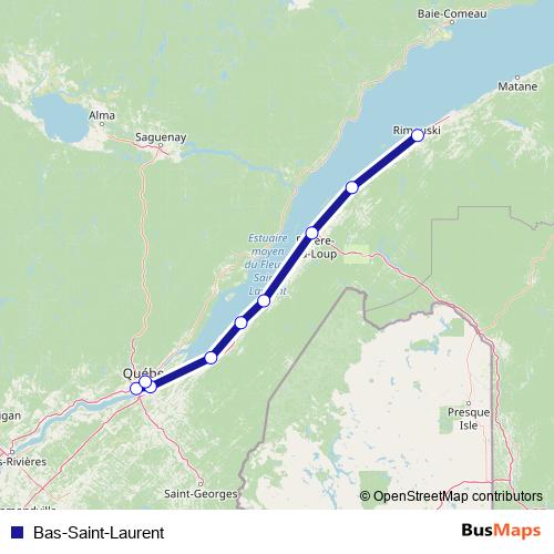 Bas-Saint-Laurent bus Line Map
