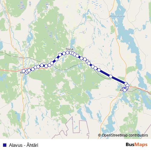 Alavus - Ähtäri bus Line Map