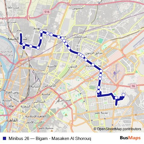 Minibus 26 bus Line Map