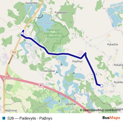 S26 bus Line Map