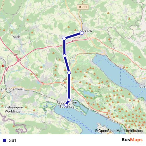 S61 rail Line Map