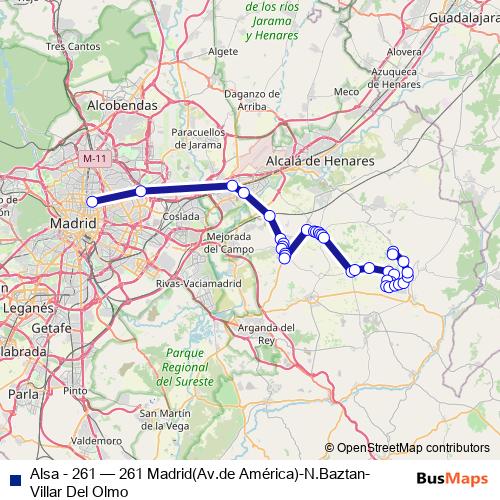 Alsa - 261 bus Line Map