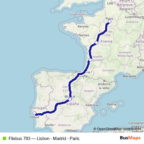 Flixbus 793 bus Line Map