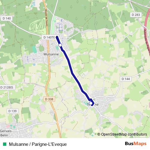 Mulsanne / Parigne-L'Eveque bus Line Map