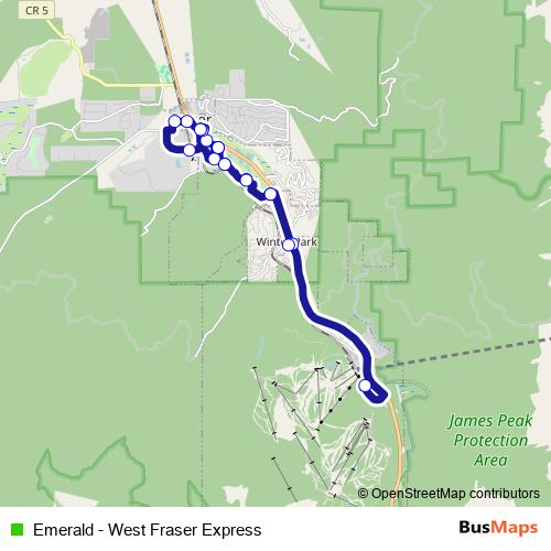 Emerald - West Fraser Express bus Line Map