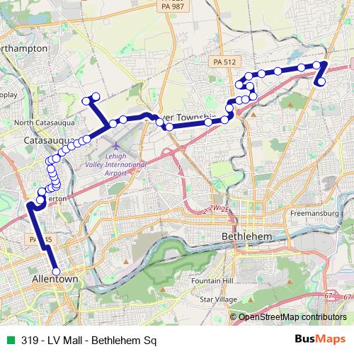 319 - LV Mall - Bethlehem Sq bus Line Map
