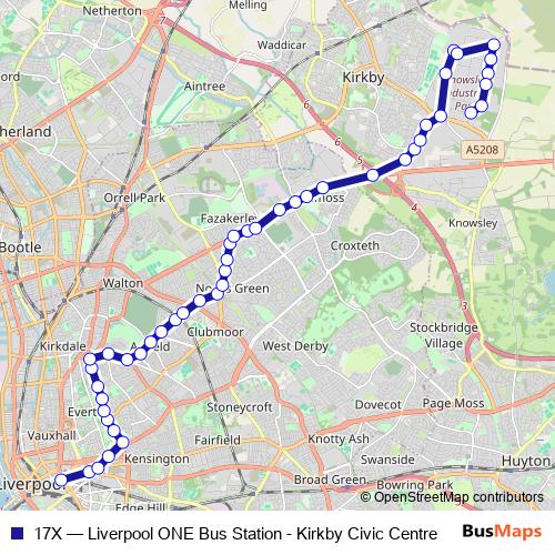 17X bus Line Map