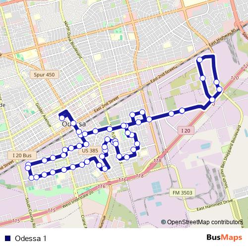 Odessa 1 bus Line Map