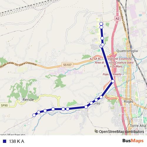 138 K A bus Line Map