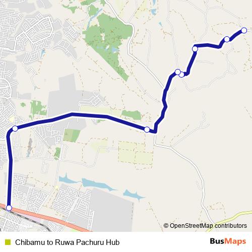 Chibamu to Ruwa Pachuru Hub bus Line Map