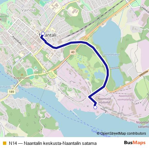 N14 bus Line Map