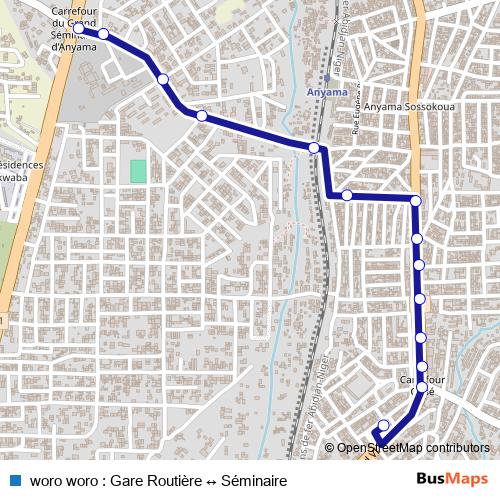 woro woro : Gare Routière ↔ Séminaire bus Line Map
