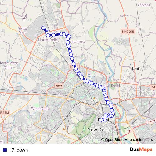 171down bus Line Map