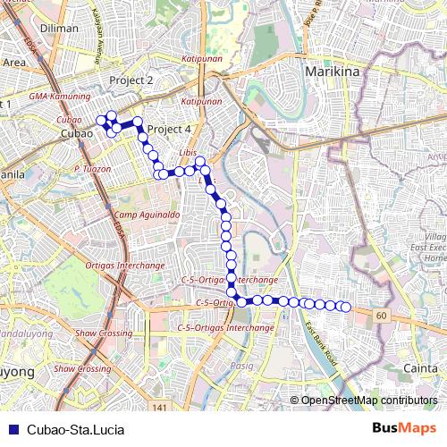 Cubao-Sta.Lucia bus Line Map