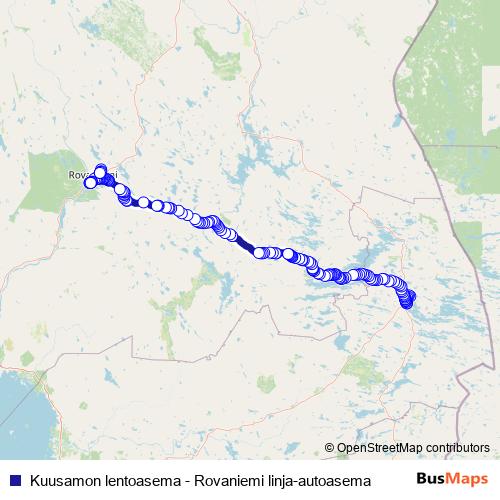Kuusamon lentoasema - Rovaniemi linja-autoasema bus Line Map