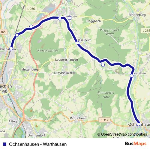 Ochsenhausen - Warthausen rail Line Map