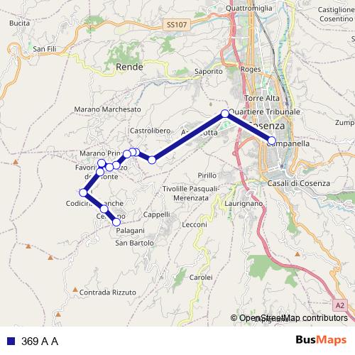 369 A A bus Line Map
