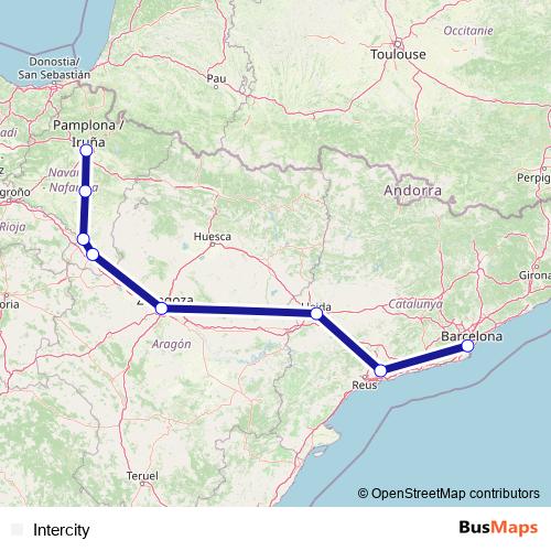 Intercity rail Line Map