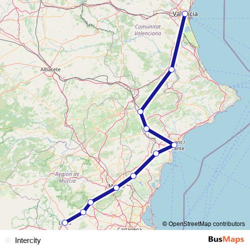 Intercity rail Line Map
