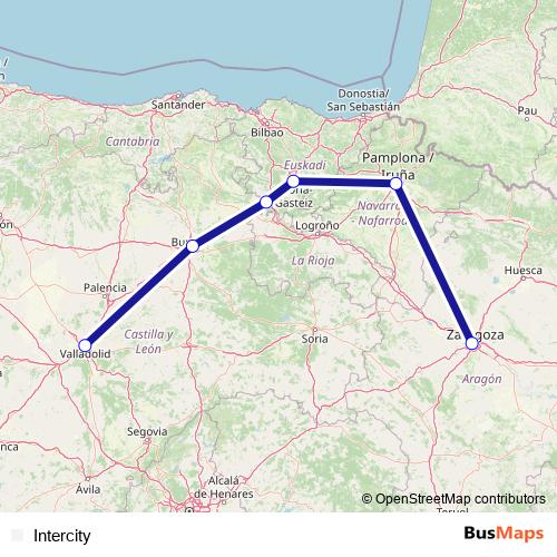 Intercity rail Line Map